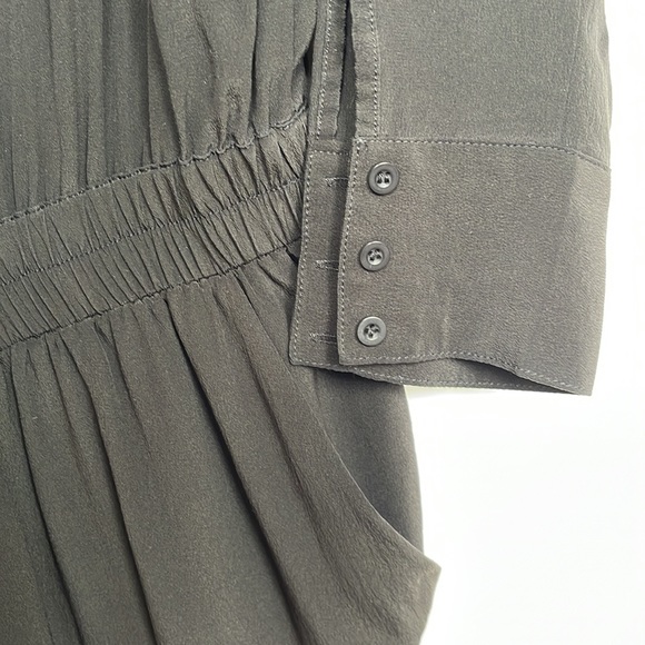 Black silk jumpsuit with elastic waist - Picture 5 of 10